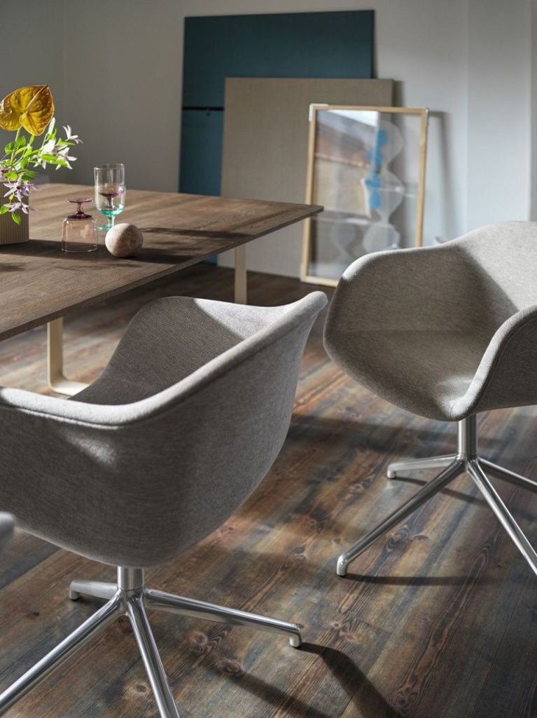 Стул Fiber Armchair Swivel Base Grey Remix 133