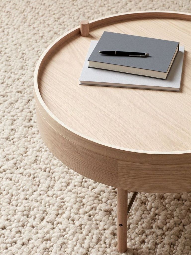 Столик Turning Table White Oak Black Chrome