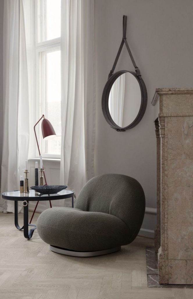 Столик Adnet Coffee Table Circular Black Leather Ø70