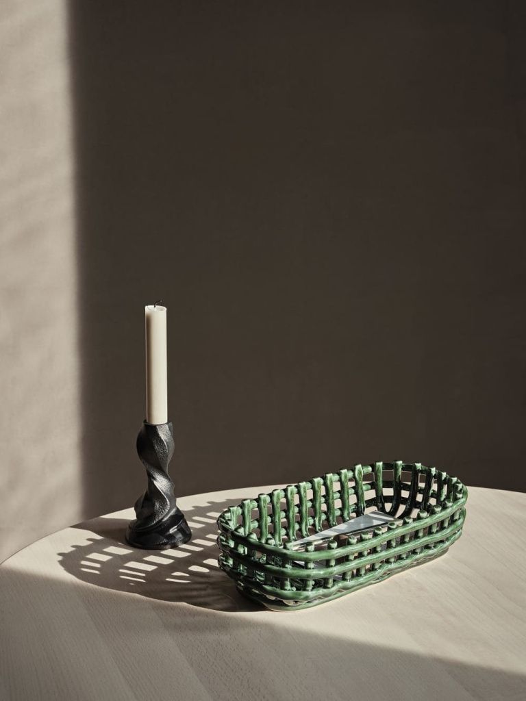 Корзина керамическая Ceramic Basket Oval Emerald Green