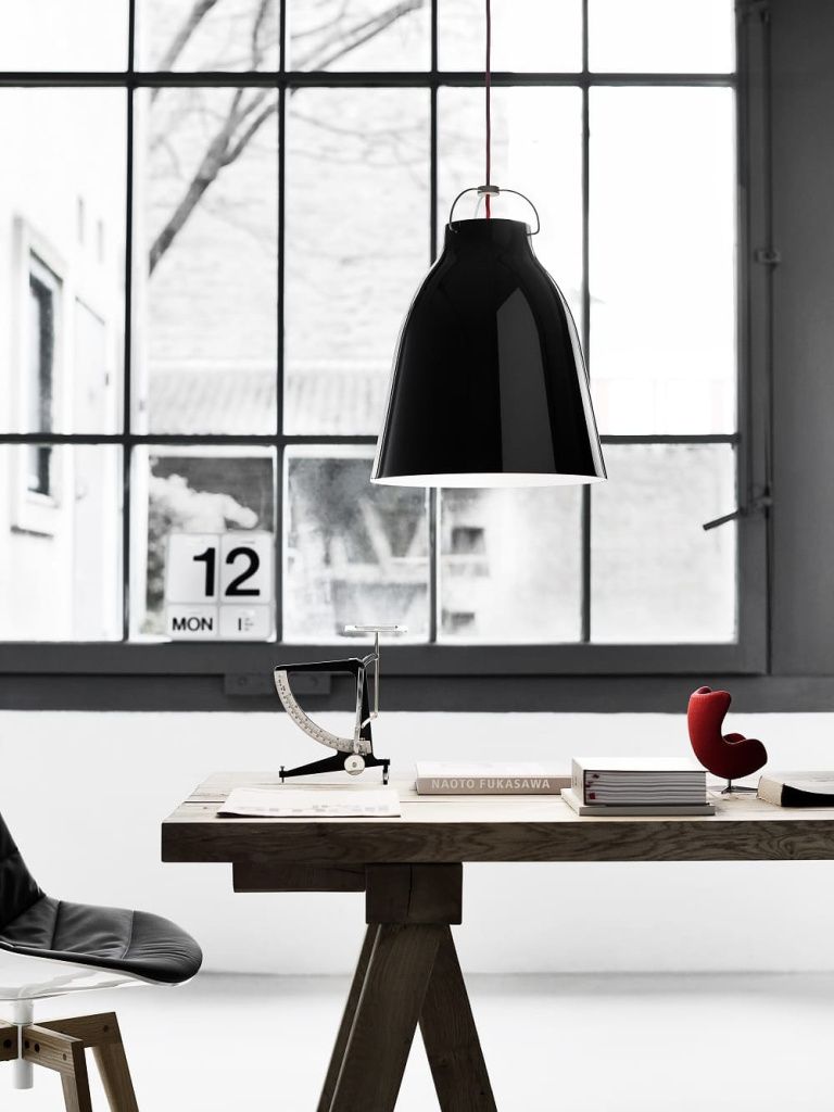 Светильник потолочный Caravaggio Black High-Gloss Lacquer Red Cord 16 см