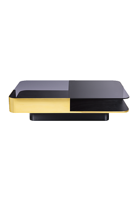 Столик Table Lounge Coffee Table Brass Black Glass Large