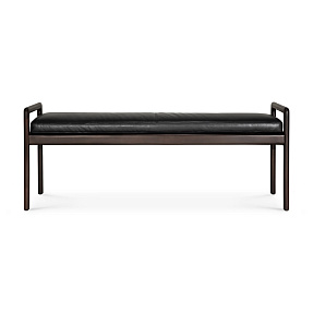 Скамья Jack Bench Mahogany Dark Brown Black Leather
